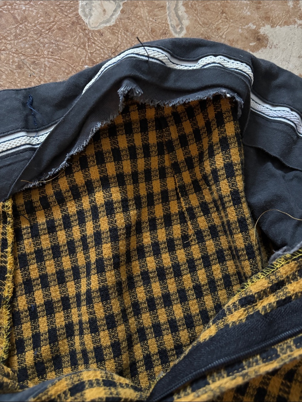 Vintage Yellow and Black Check Cotton Bottoms with flaws. - Picture 3 of 16